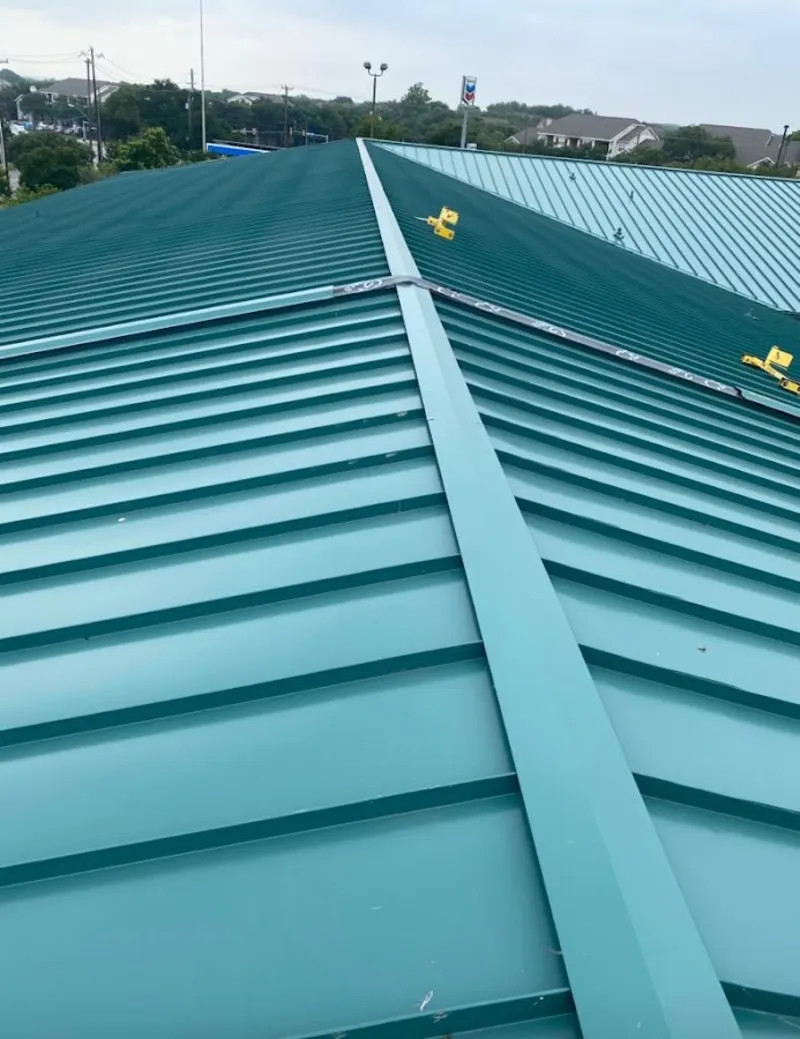 Green commercial metal roof ridge and valley for Metal Roof Repair in Meriden